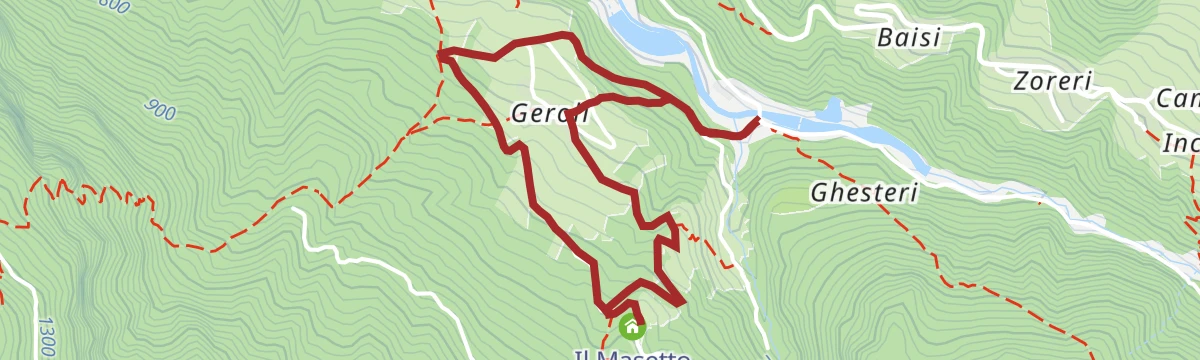 Route map: Walking in the woods of Terragnolo
